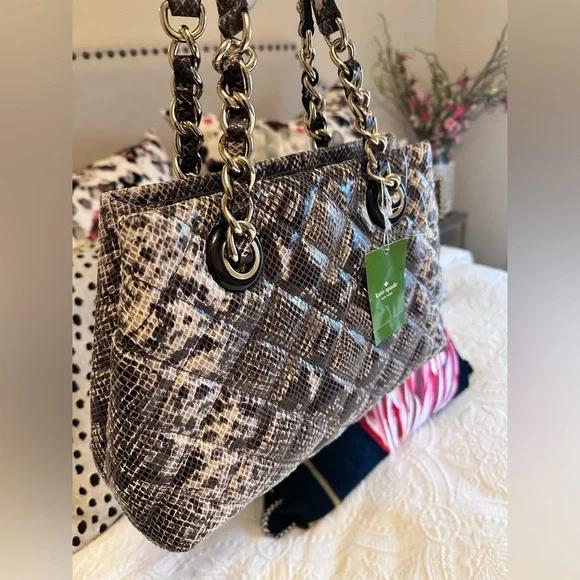 NWT Kate Spade Gorgeous quilted Small Maryanne Gold Coast Snakeskin Bag - Picture 4 of 10